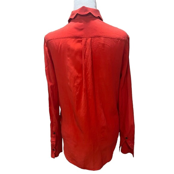Banana Republic Women’s Red Silk Button Up Sz Small Luxury Classic Preppy Classy - Picture 2 of 9